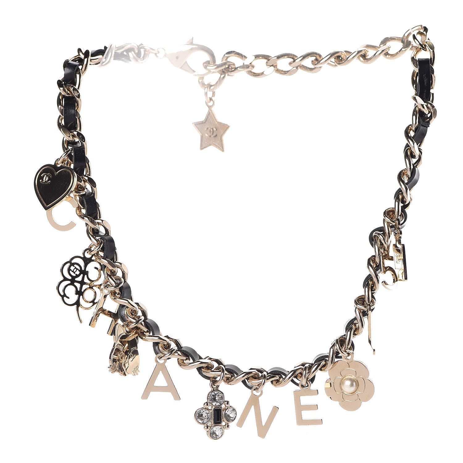 Chanel Lambskin Crystal CC Logo Charming Choker Gold Black 1 of 4