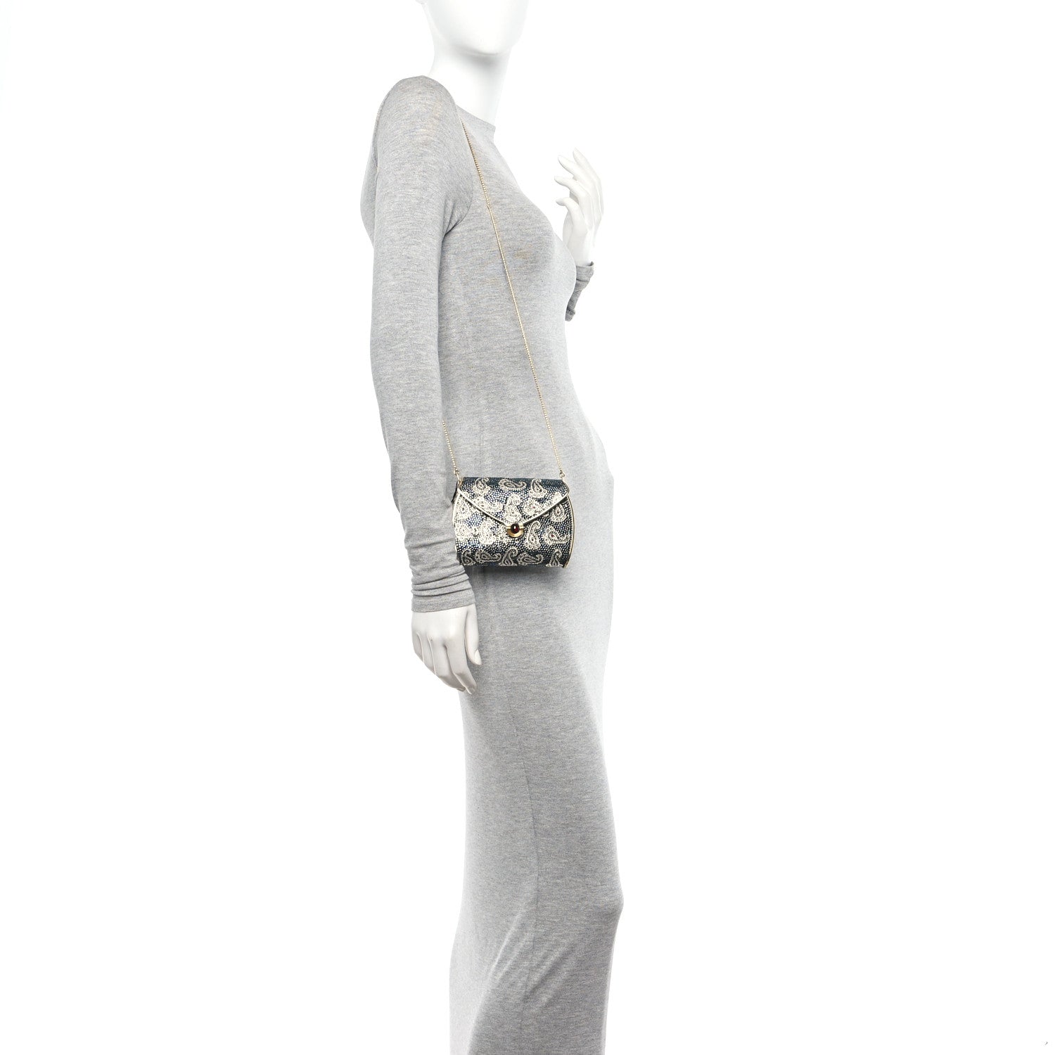 Judith Leiber Swarovski Crystal Paisley Minaudiere Clutch 2 of 16