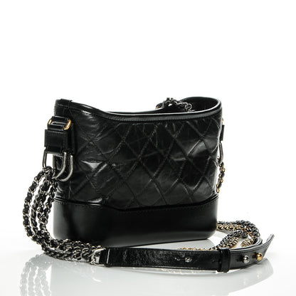 Chanel Aged Calfskin Quilted Small Gabrielle Hobo Black 3 of 7