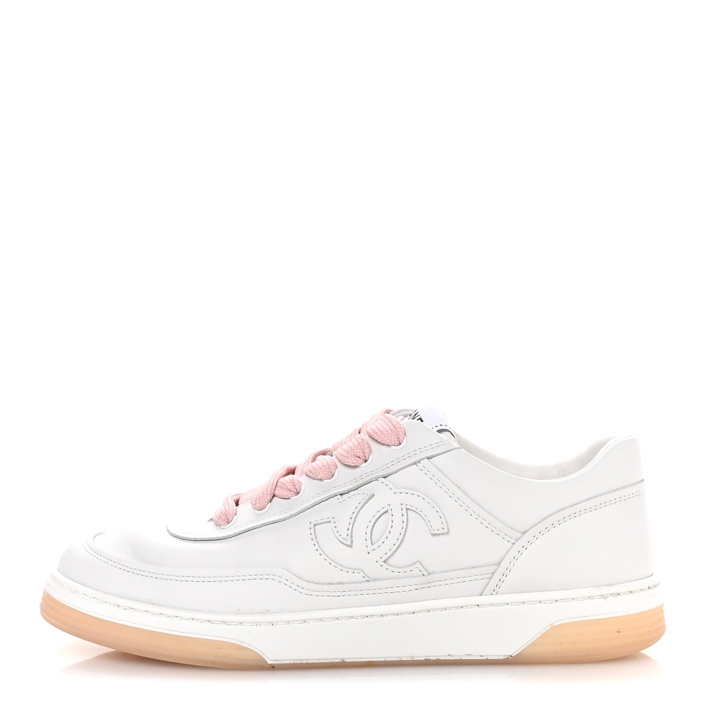 Calfskin Womens CC Sneakers 36 White Pink