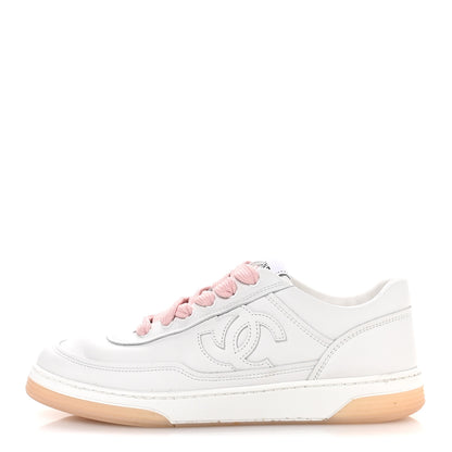 Chanel Calfskin Womens CC Sneakers 36 White Pink 1 of 9