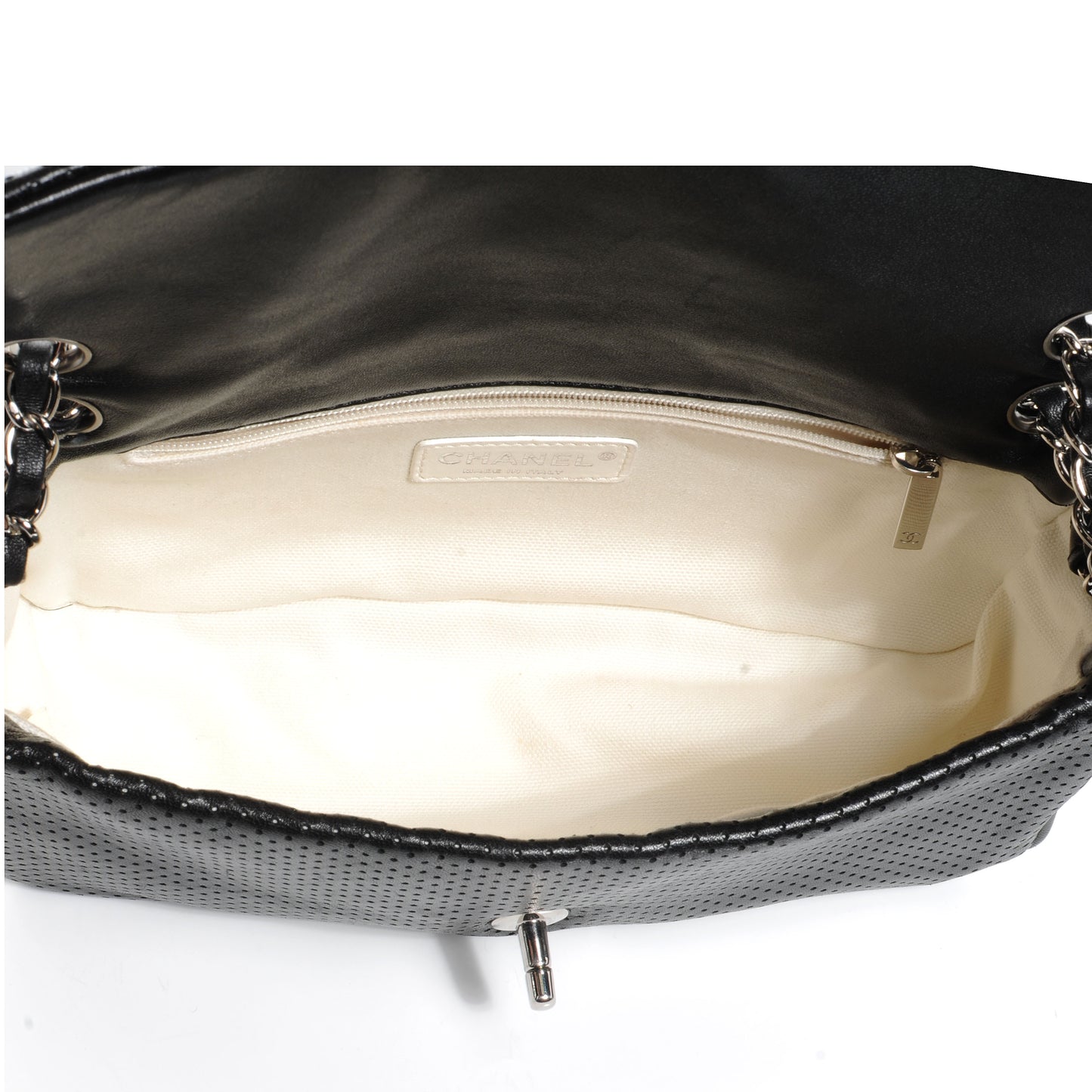 Lambskin Perforated Medium Baseball Spirit Flap Black