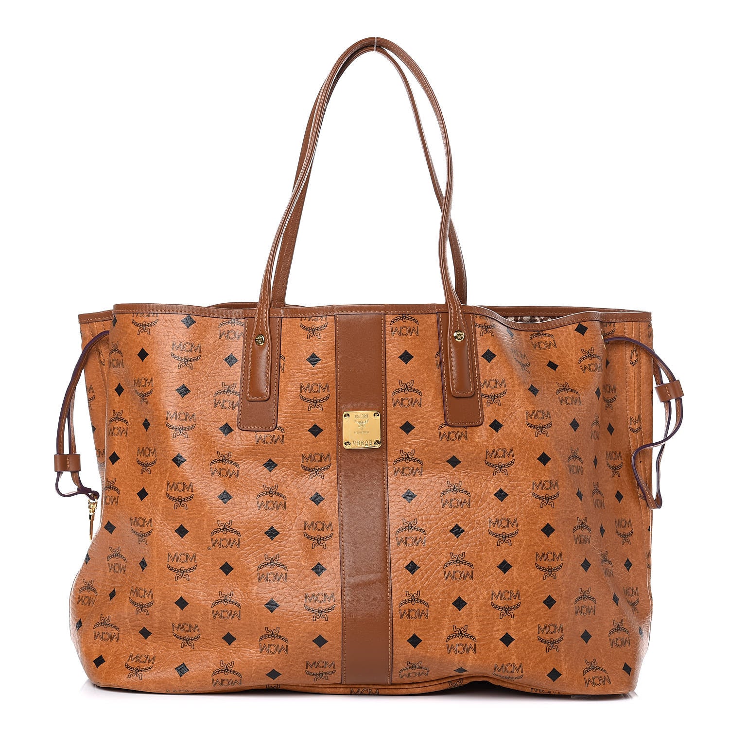 MCM Visetos Large Liz Reversible Shopper Tote Cognac 1 of 14