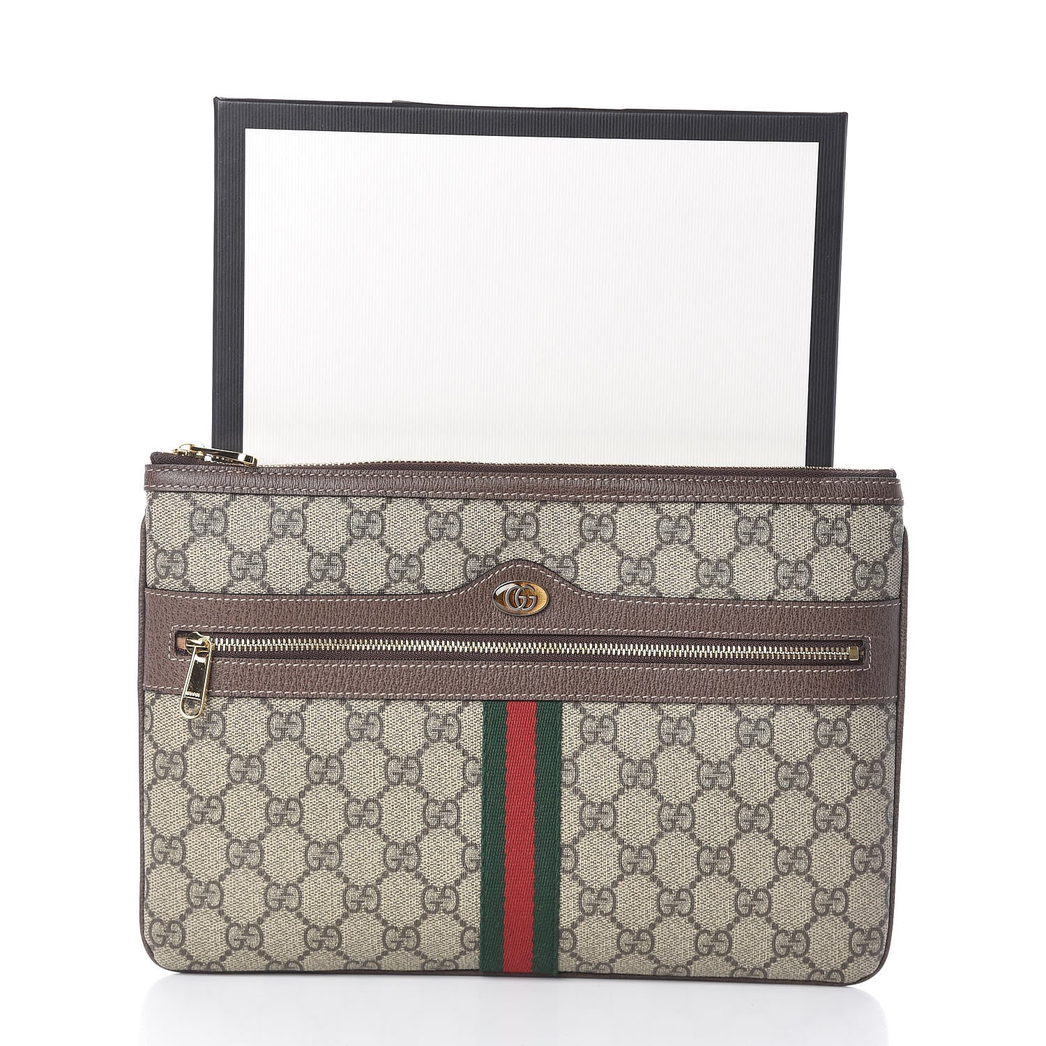 Gucci GG Supreme Monogram Large Ophidia Pouch Clutch Brown 8 of 8