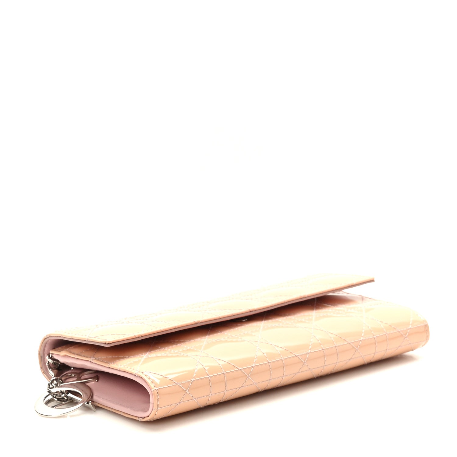 Christian Dior Patent Cannage Lady Dior Rendezvous Wallet On Chain Pink 4 of 9