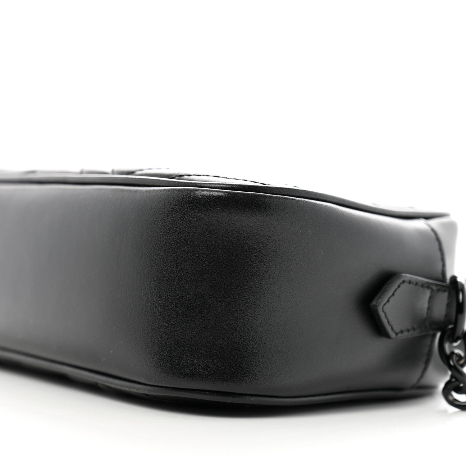 Gucci Calfskin Matelasse Monochrome Small GG Marmont Chain Shoulder Bag Black 10 of 11