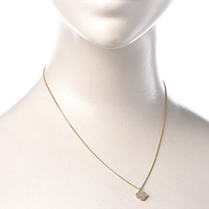 Van Cleef & Arpels 18K Yellow Gold Mother of Pearl Sweet Alhambra Pendant Necklace 2 of 8
