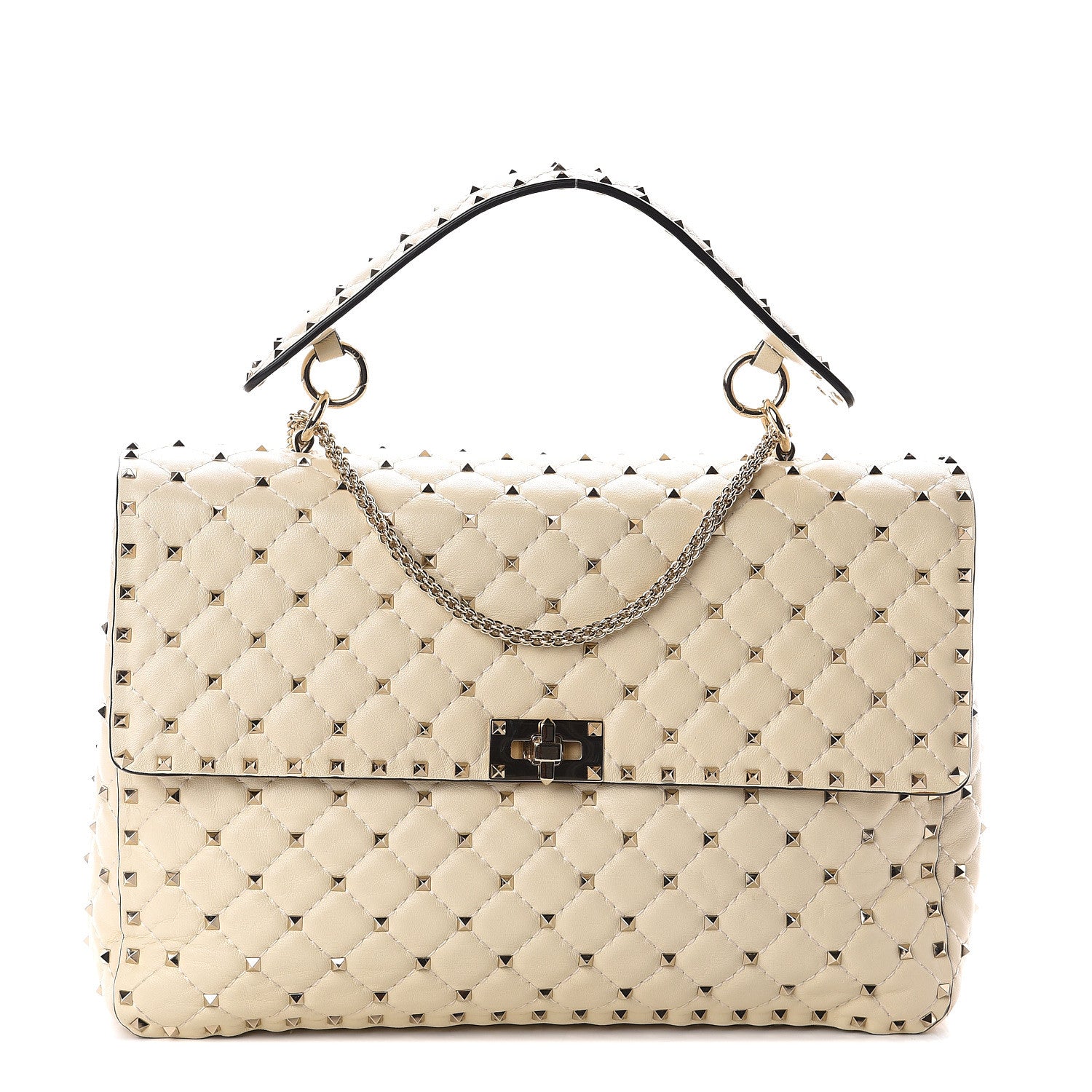 Valentino Garavani Nappa Maxi Rockstud Spike Shoulder Bag Light Ivory 1 of 7