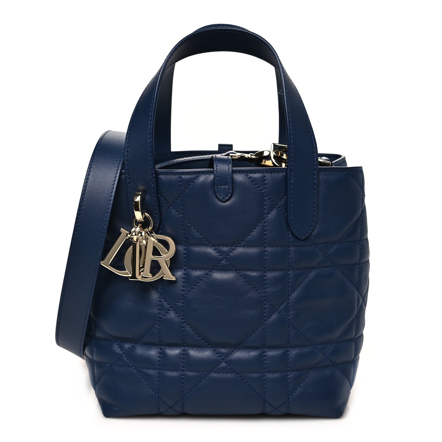Calfskin Macrocannage Small Toujours Vertical Tote Ocean Blue