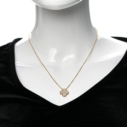 Van Cleef & Arpels 18K Yellow Gold Mother of Pearl Vintage Alhambra Pendant Necklace 4 of 9