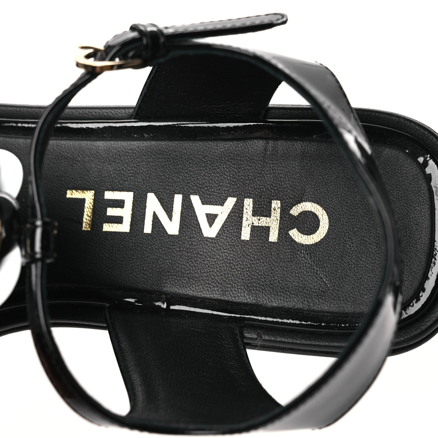 Chanel Patent Calfskin Camellia Thong Sandals 37 Black White 9 of 14