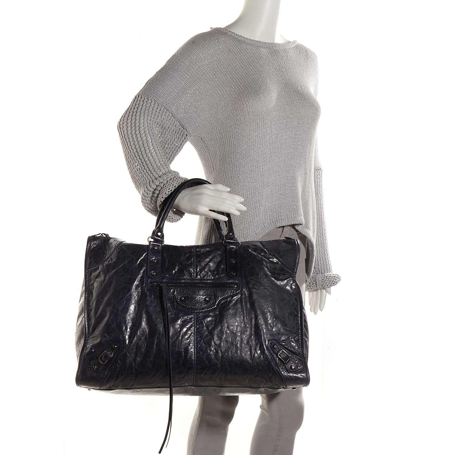 Balenciaga Chevre Classic Hardware Weekender Ink 2 of 11