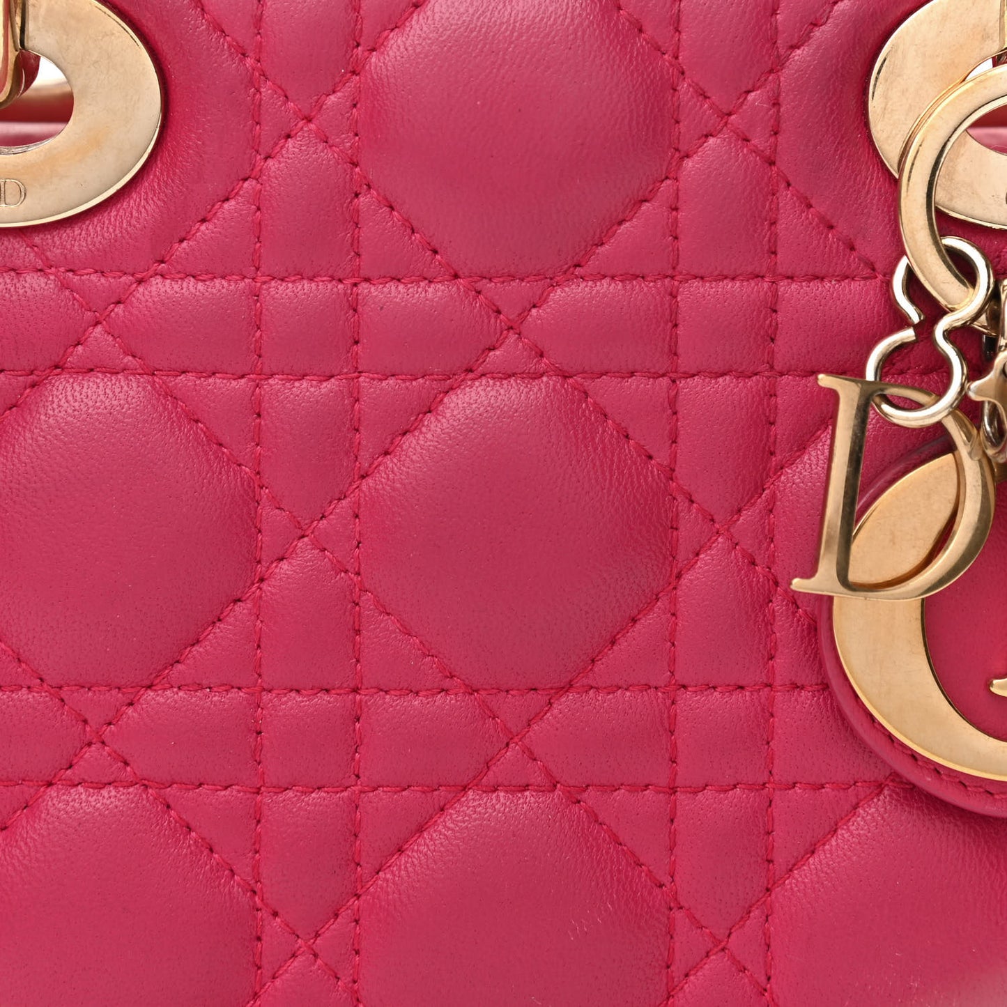 Lambskin Cannage Mini Lady Dior Fuchsia
