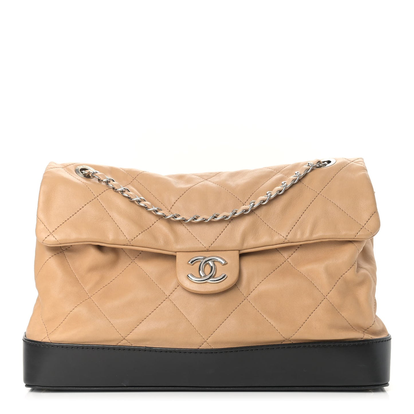 Calfskin Quilted VIP Flap Beige Black