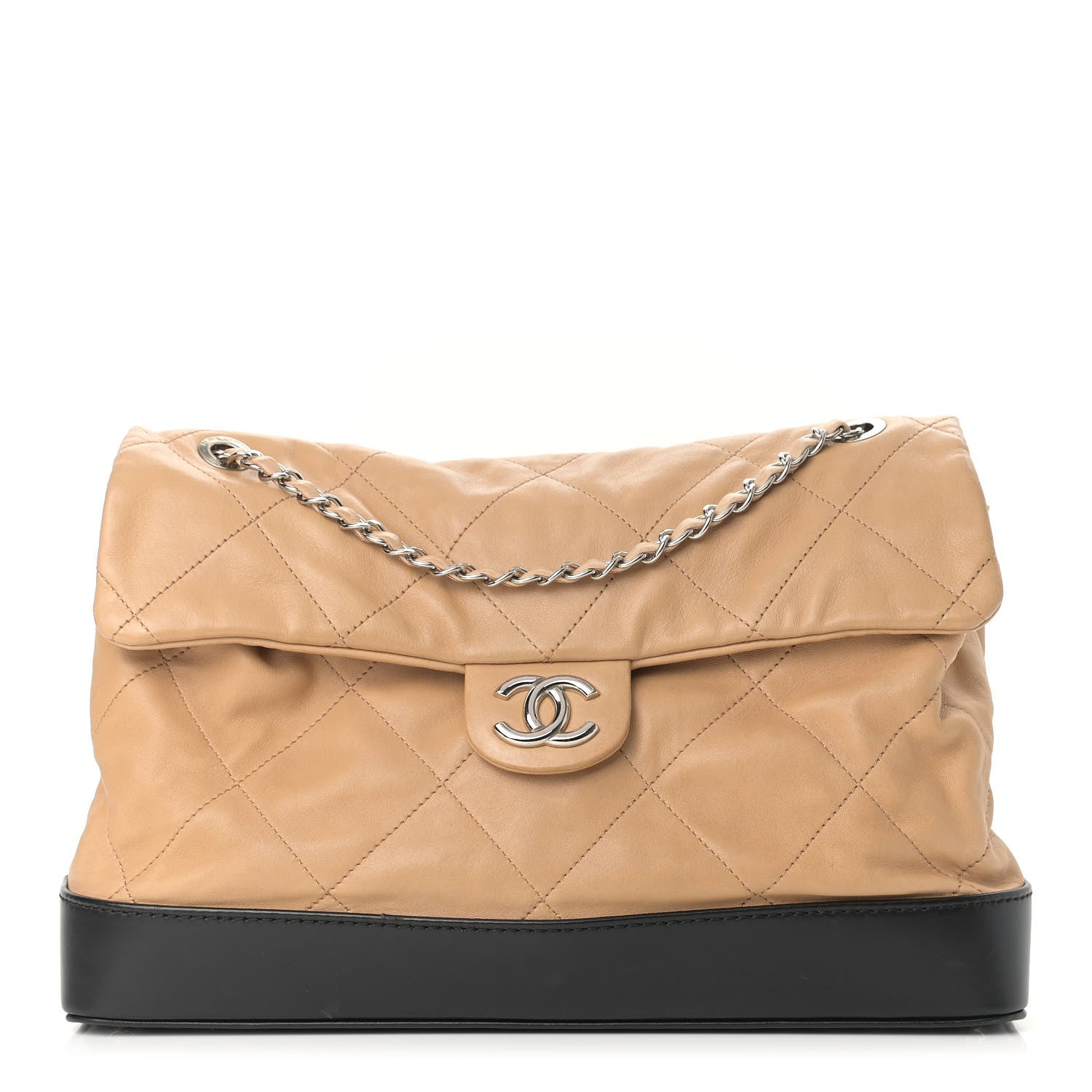 Chanel Calfskin Quilted VIP Flap Beige Black 1 of 14