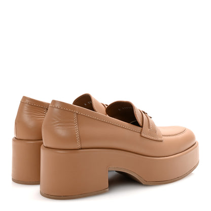 Chanel Calfskin CC Platform Loafers 38 Beige 5 of 9