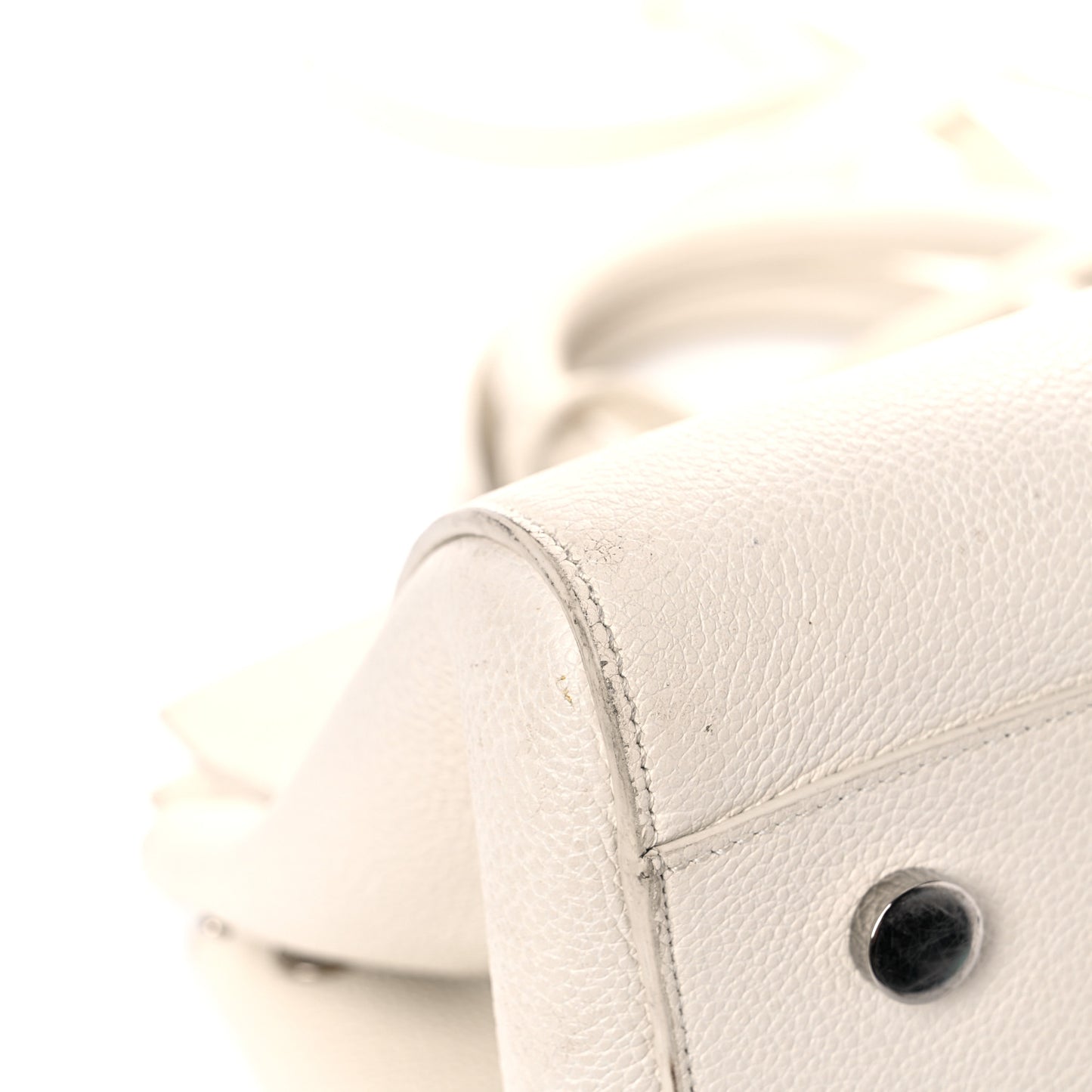 Grained Calfskin Small Rive Gauche White