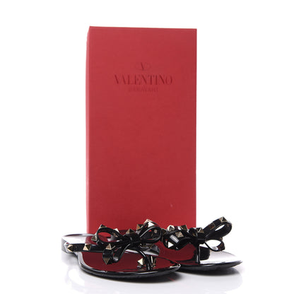 Valentino Garavani PVC Jelly Rockstud Bow Thong Sandals 41 Black 8 of 8