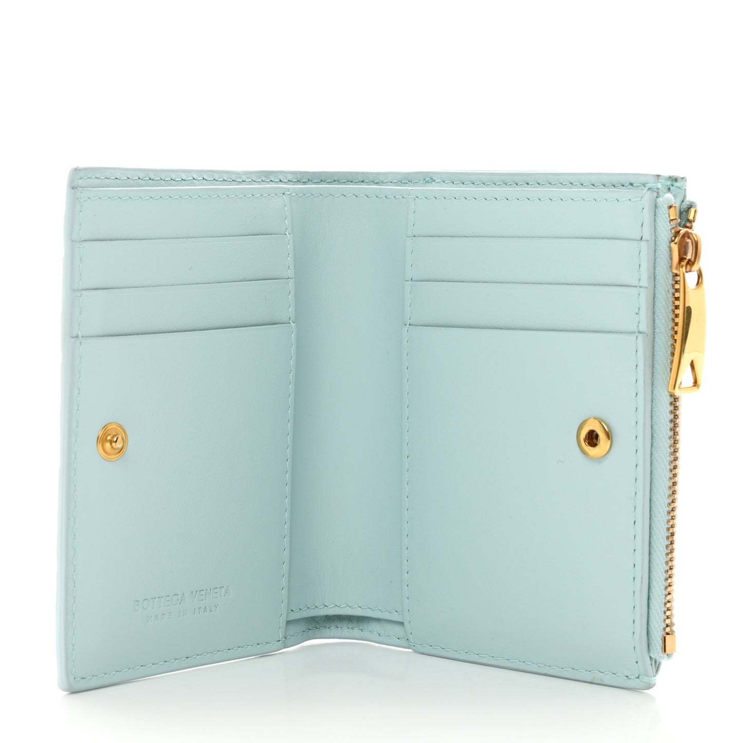 Nappa Intrecciato Bifold Zip Wallet Teal Washed