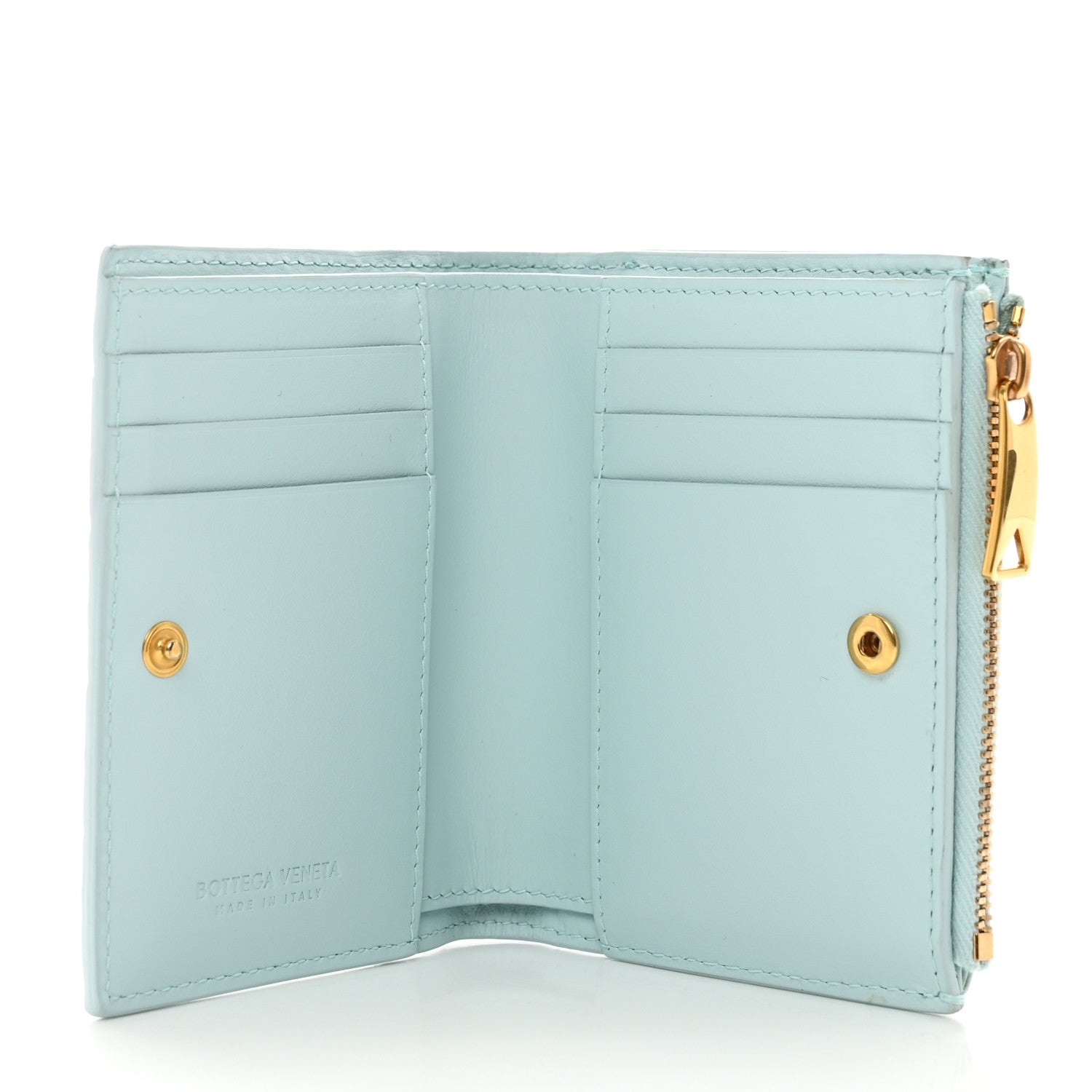 Bottega Veneta Nappa Intrecciato Bifold Zip Wallet Teal Washed 5 of 8
