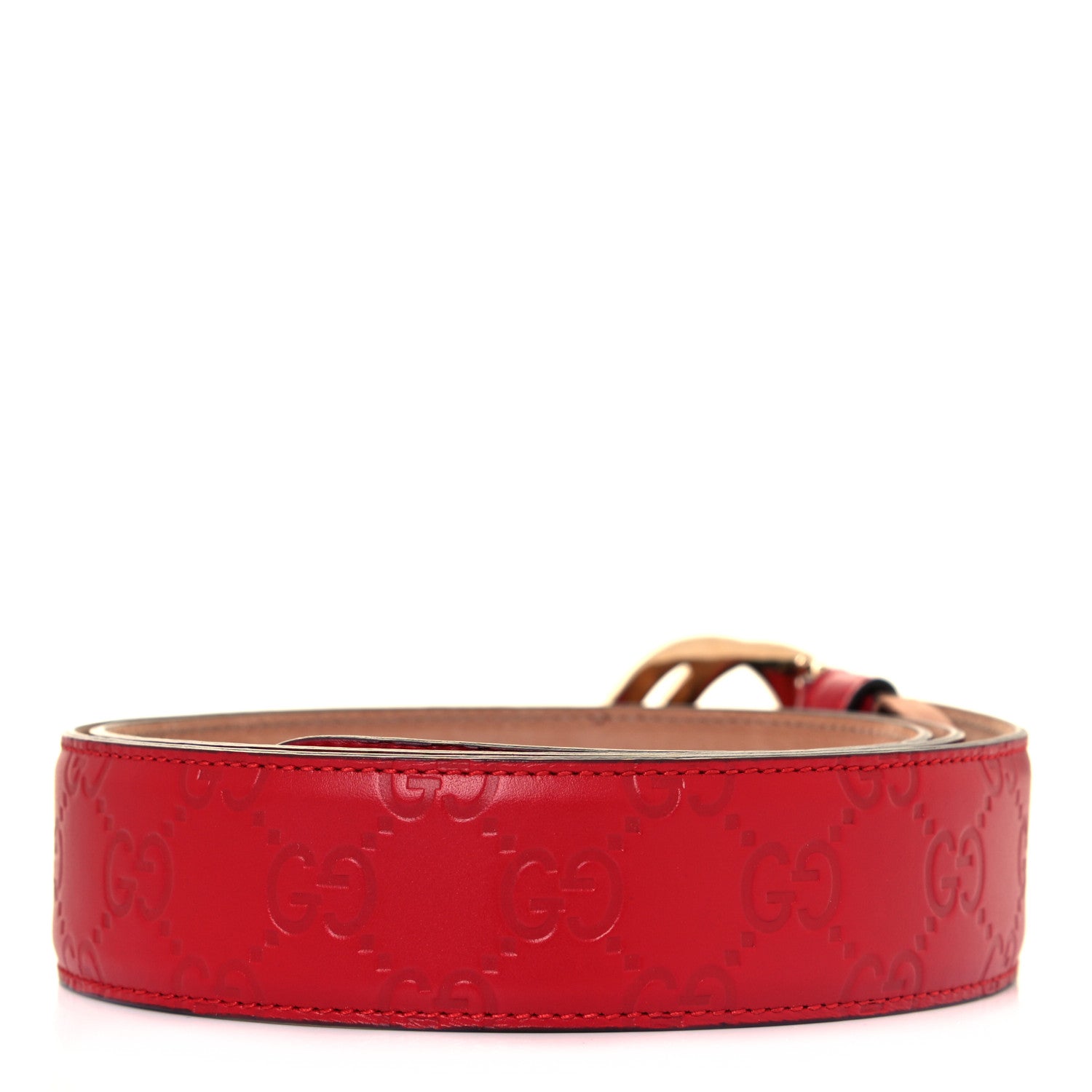 Gucci Guccissima Signature Interlocking G 37mm Belt 95 38 Hibiscus Red 2 of 5