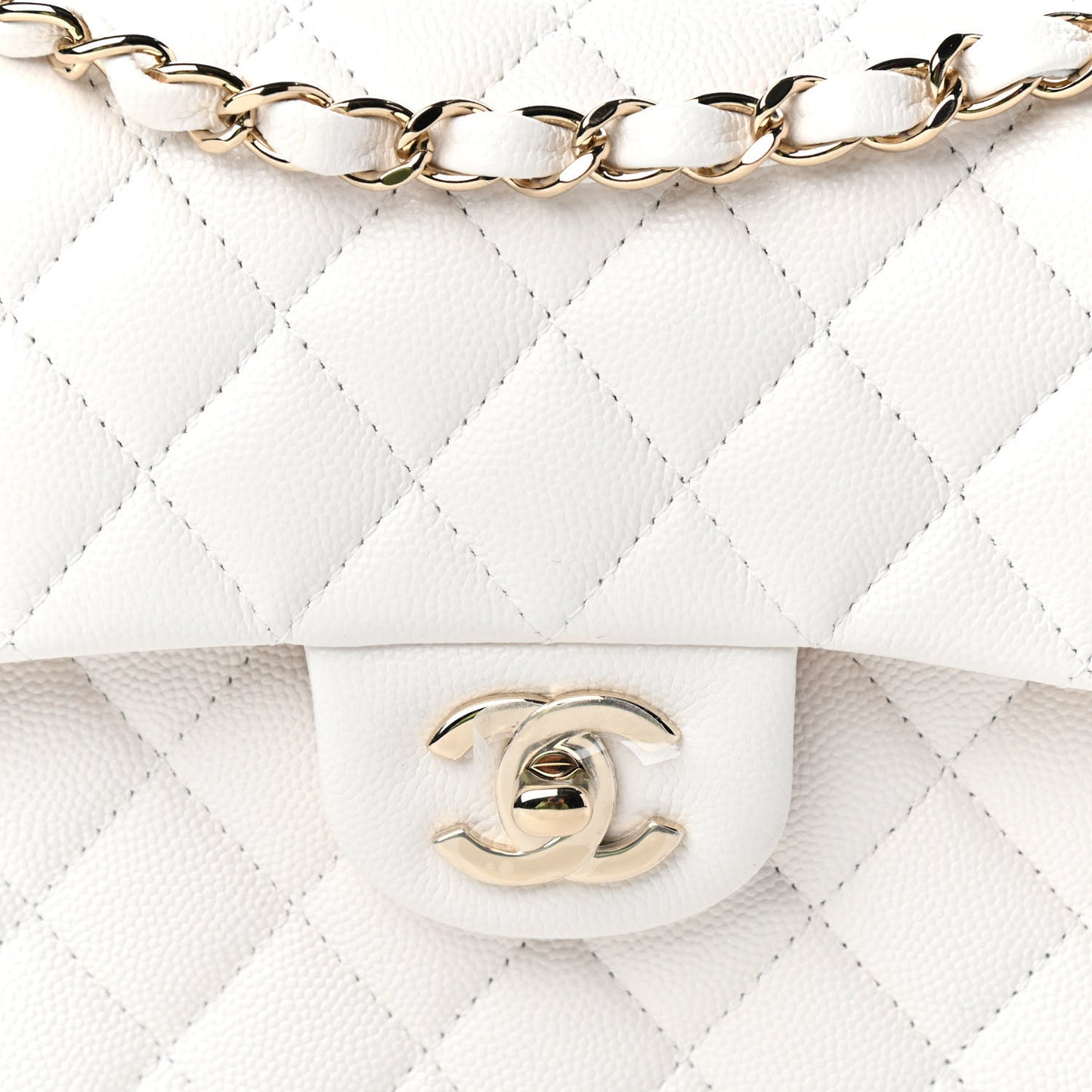 Caviar Quilted Small Double Flap White