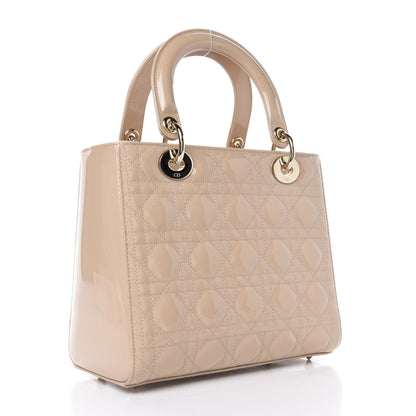 Christian Dior Patent Cannage Medium Lady Dior Beige 3 of 8