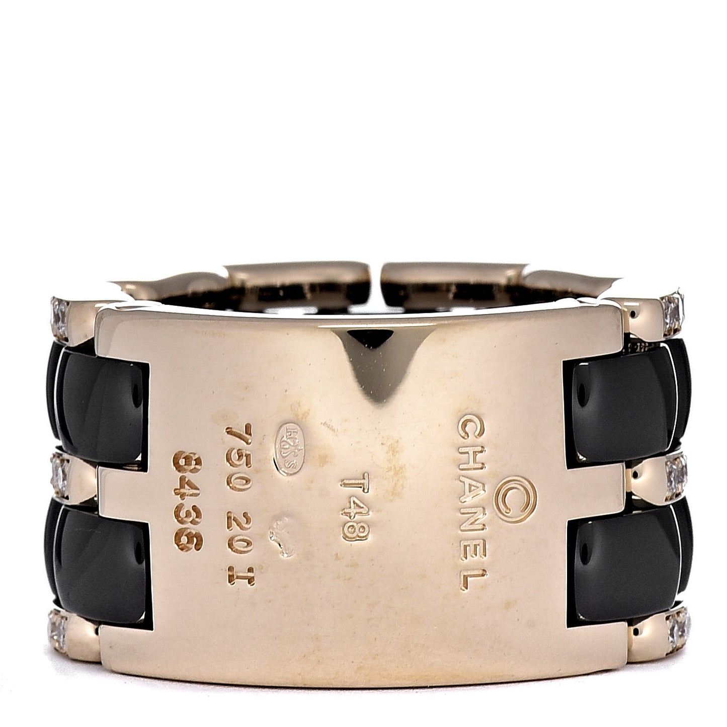18K Yellow Gold Diamond Ceramic Large Ultra Ring Black 48 4.5