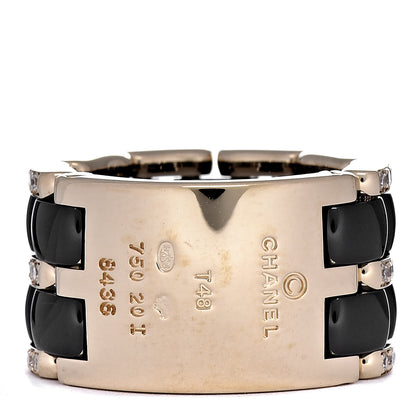 Chanel 18K Yellow Gold Diamond Ceramic Large Ultra Ring Black 48 4.5 3 of 4