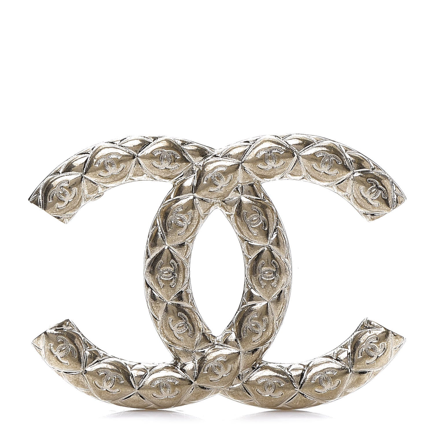 Chanel Metal CC Diamond Quilted Brooch Light Gold 1 of 5