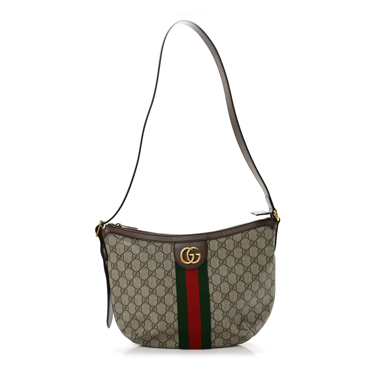 Gucci GG Supreme Monogram Web Small Ophidia Half Moon Hobo Brown 1 of 11