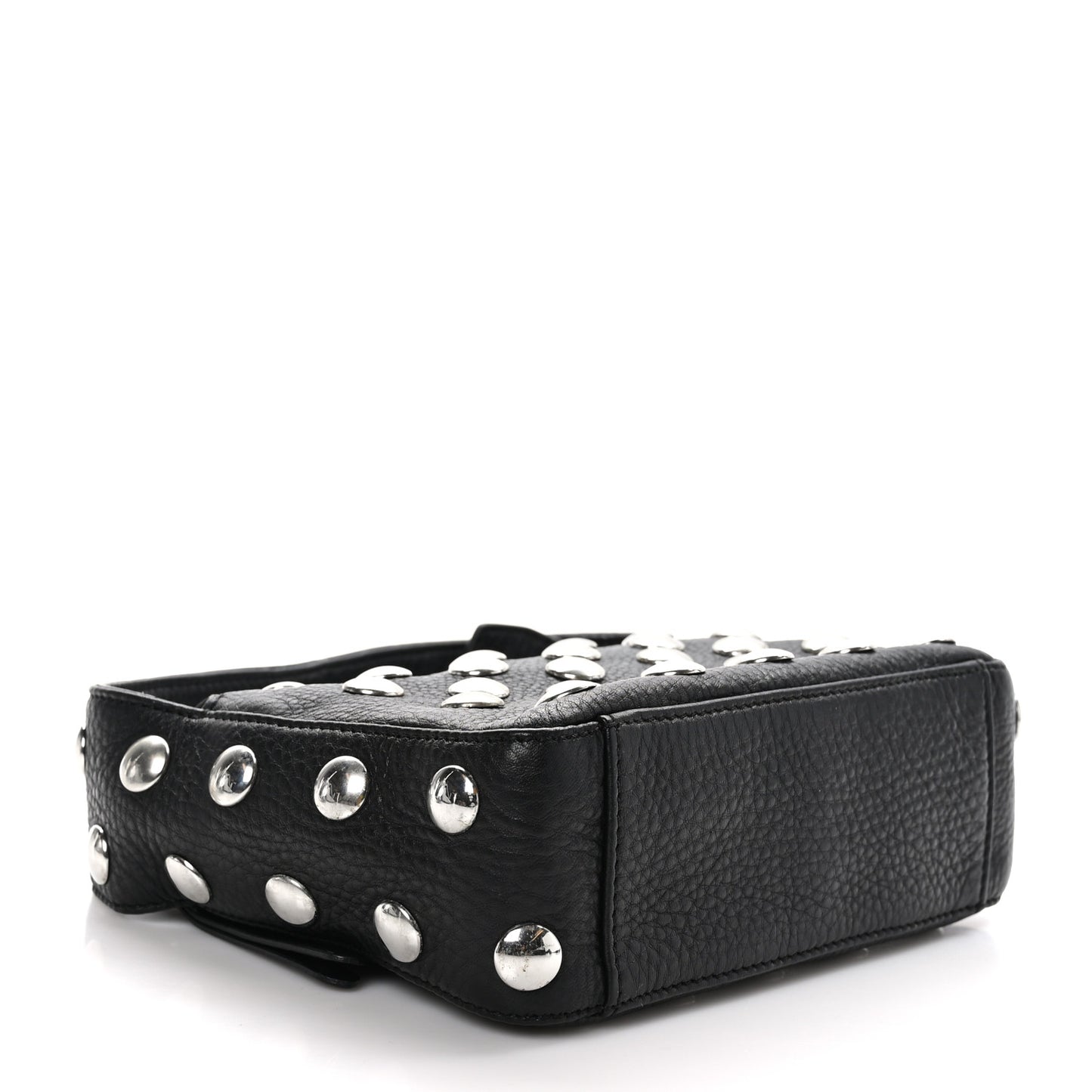 Pebbled Sport Calfskin Studded Small Elena Black