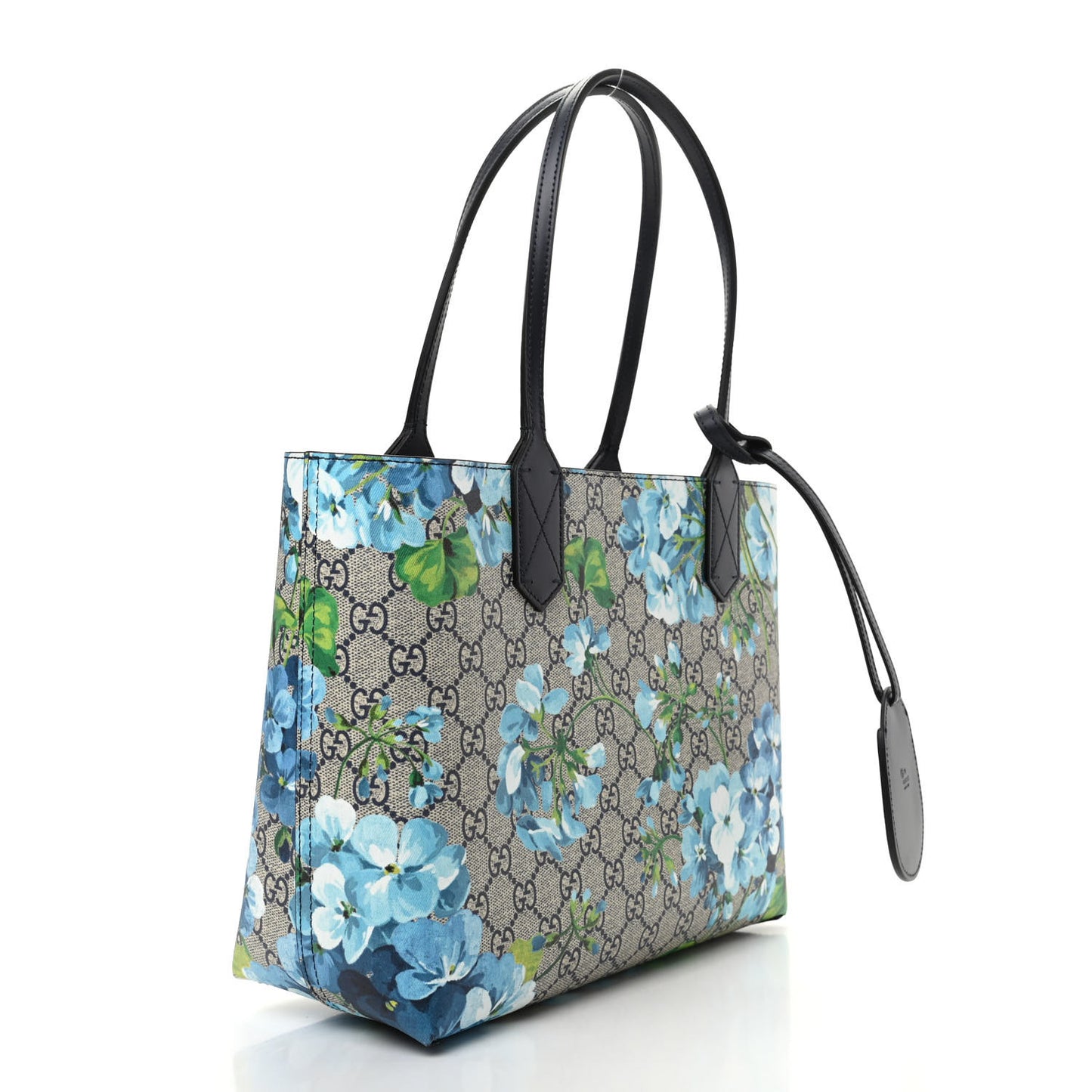 GG Supreme Monogram Blooms Small Reversible Tote Beige Blue Navy