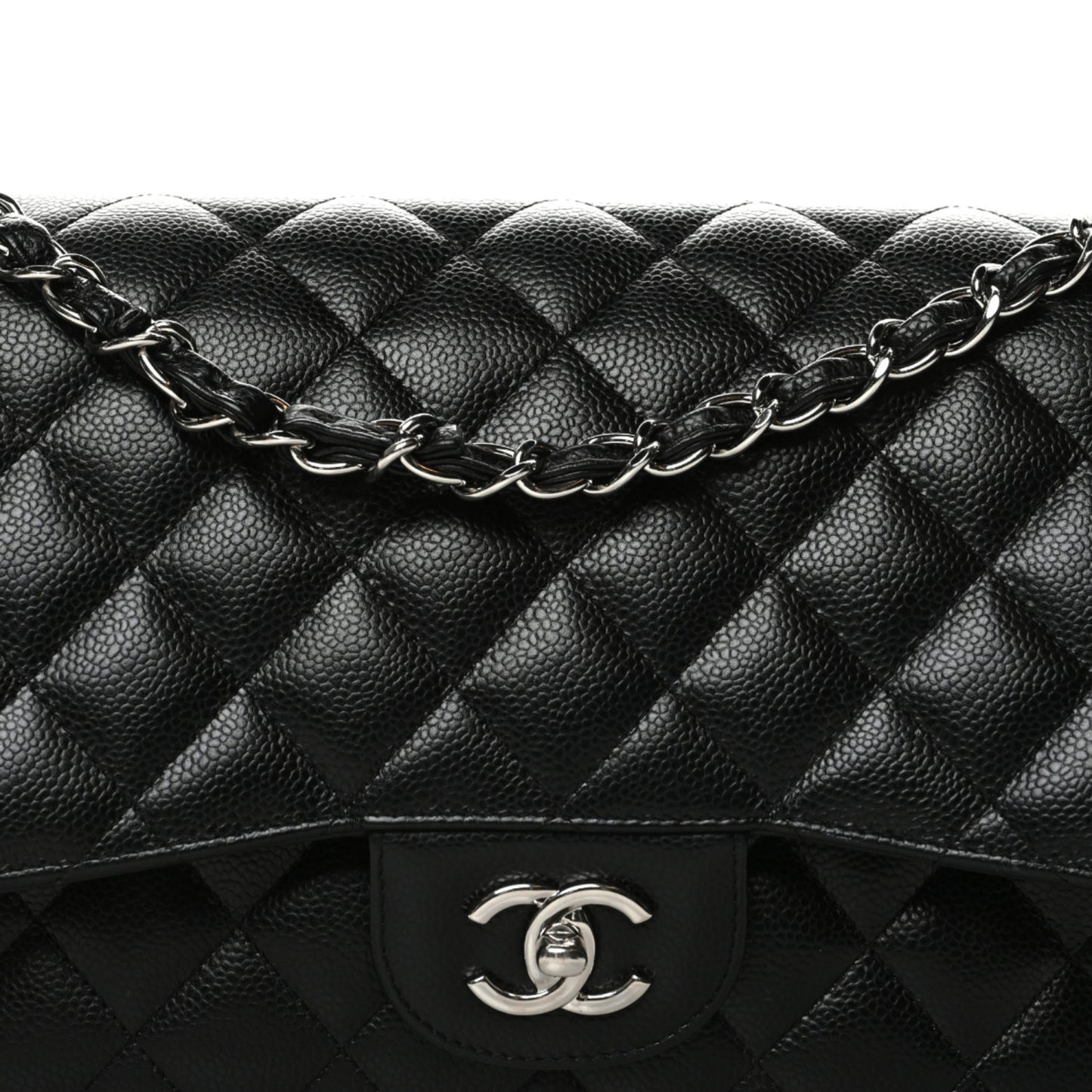 Caviar Quilted Jumbo Double Flap Black