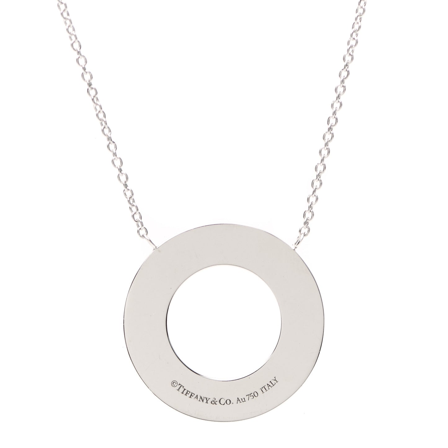 18K White Gold Diamond T Circle Pendant Necklace