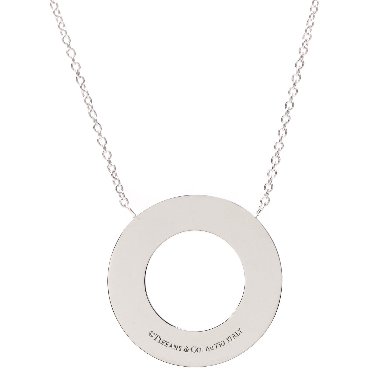 Tiffany 18K White Gold Diamond T Circle Pendant Necklace 4 of 5