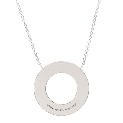 Tiffany 18K White Gold Diamond T Circle Pendant Necklace 4 of 5