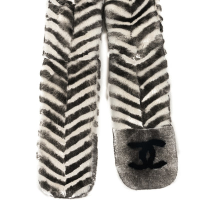 Chanel Orylag Rabbit Fur CC Scarf Grey 2 of 3