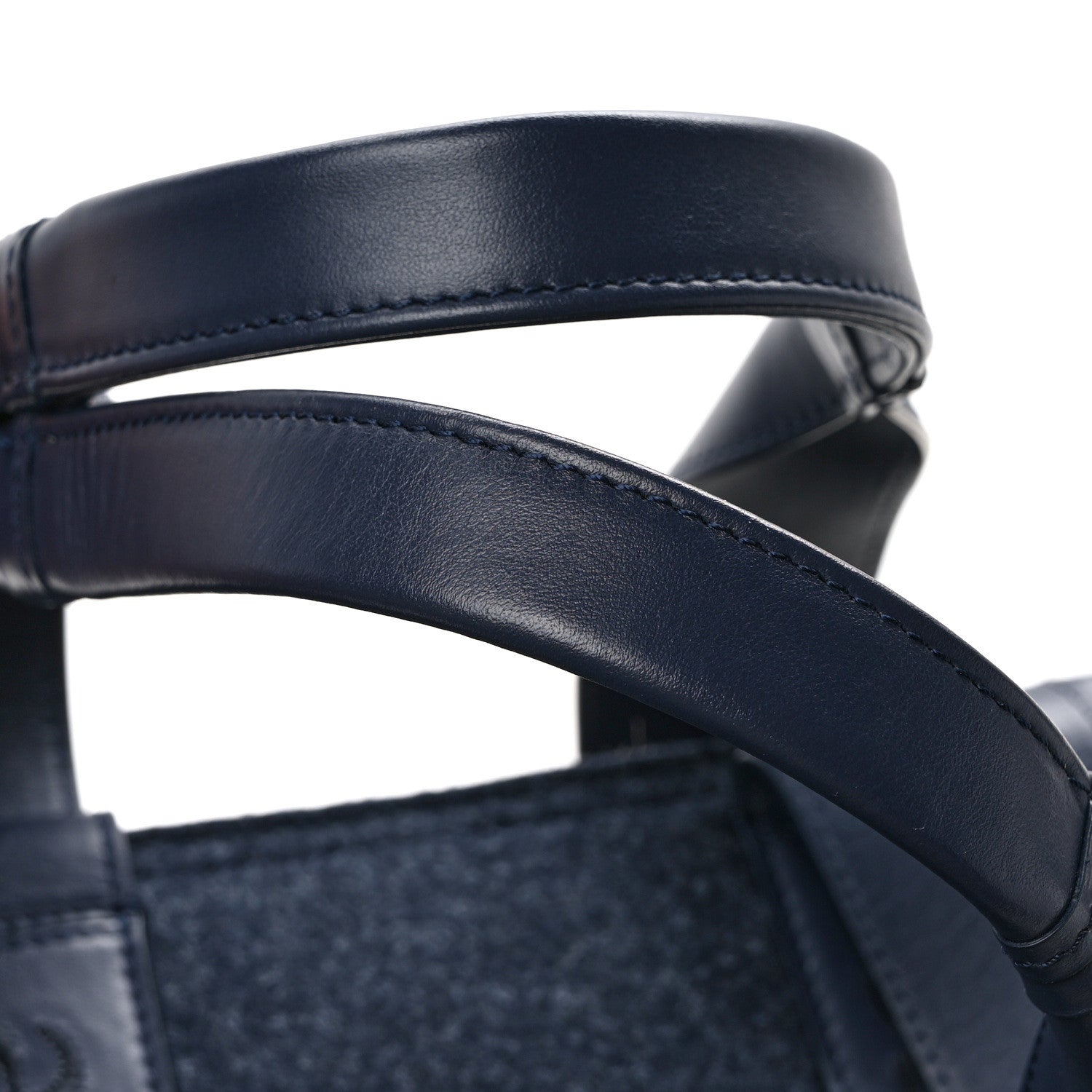 Chloe Felt Shiny Calfskin Medium Woody Ribbon Tote Obscure Navy 11 of 11
