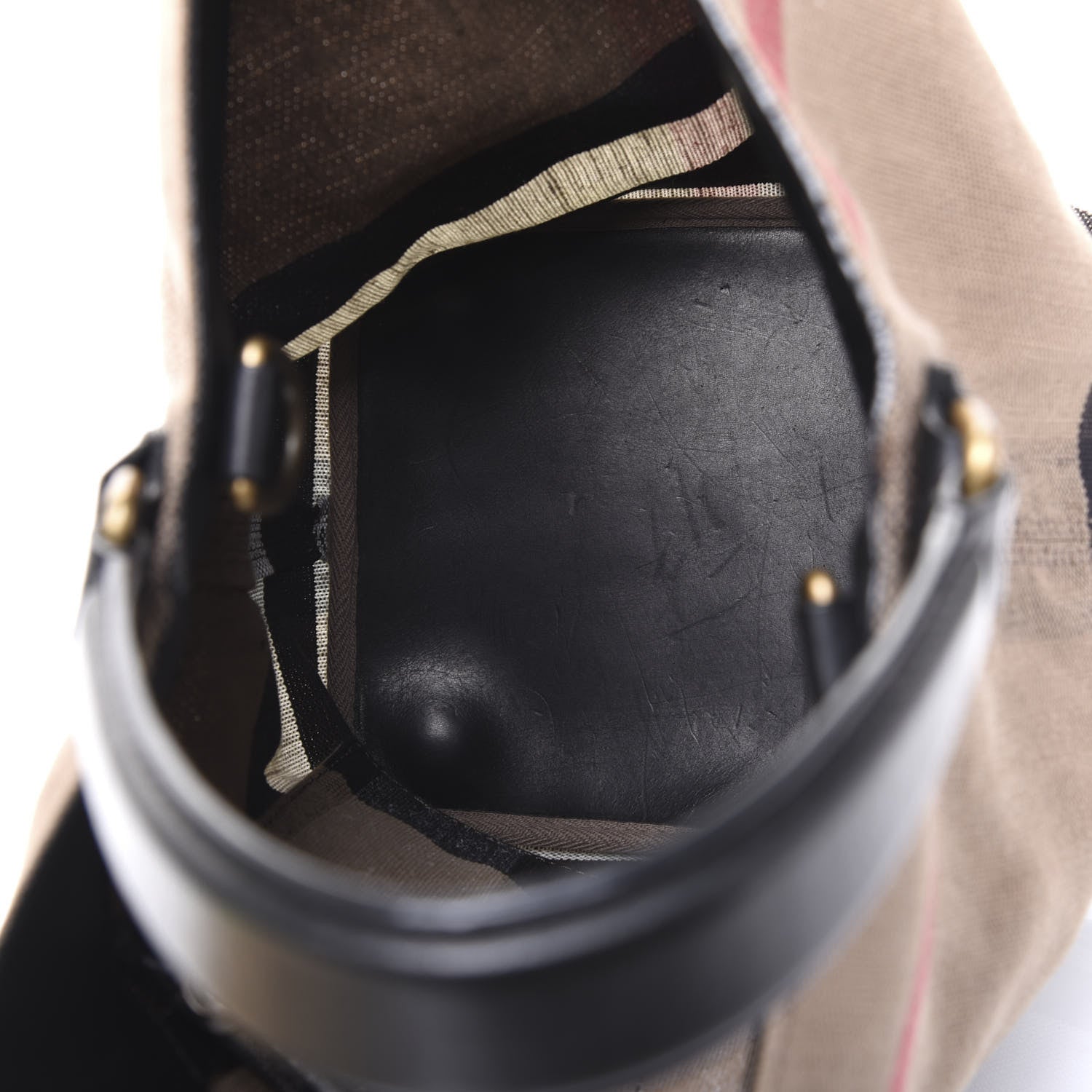 Burberry Canvas Mega Check Medium Ashby Hobo Black 4 of 12