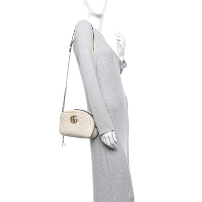 Gucci Calfskin Matelasse Small GG Marmont Chain Shoulder Bag White 2 of 11