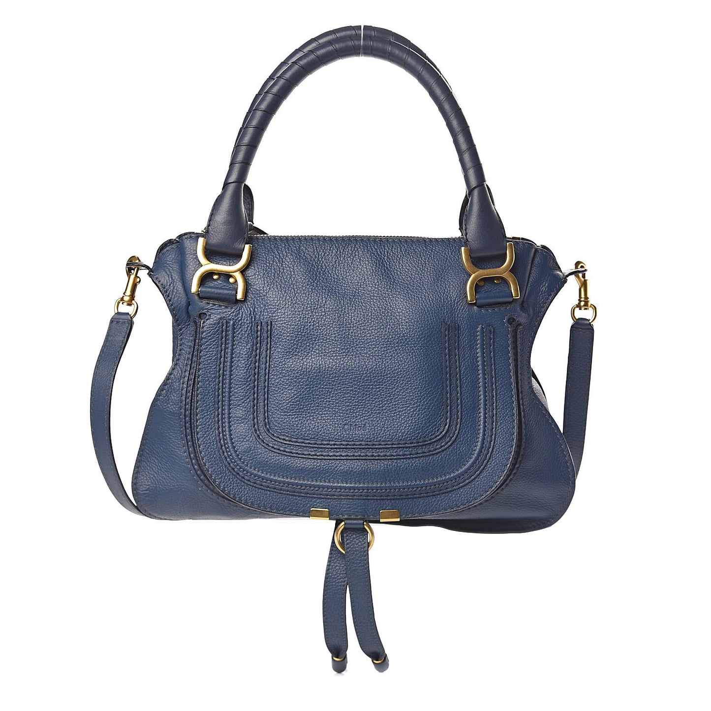 Calfskin Medium Marcie Satchel Royal Navy