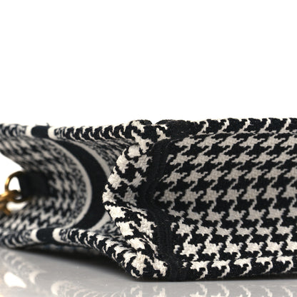 Christian Dior Canvas Houndstooth Embroidered Mini Book Tote Phone Bag Black White 7 of 8