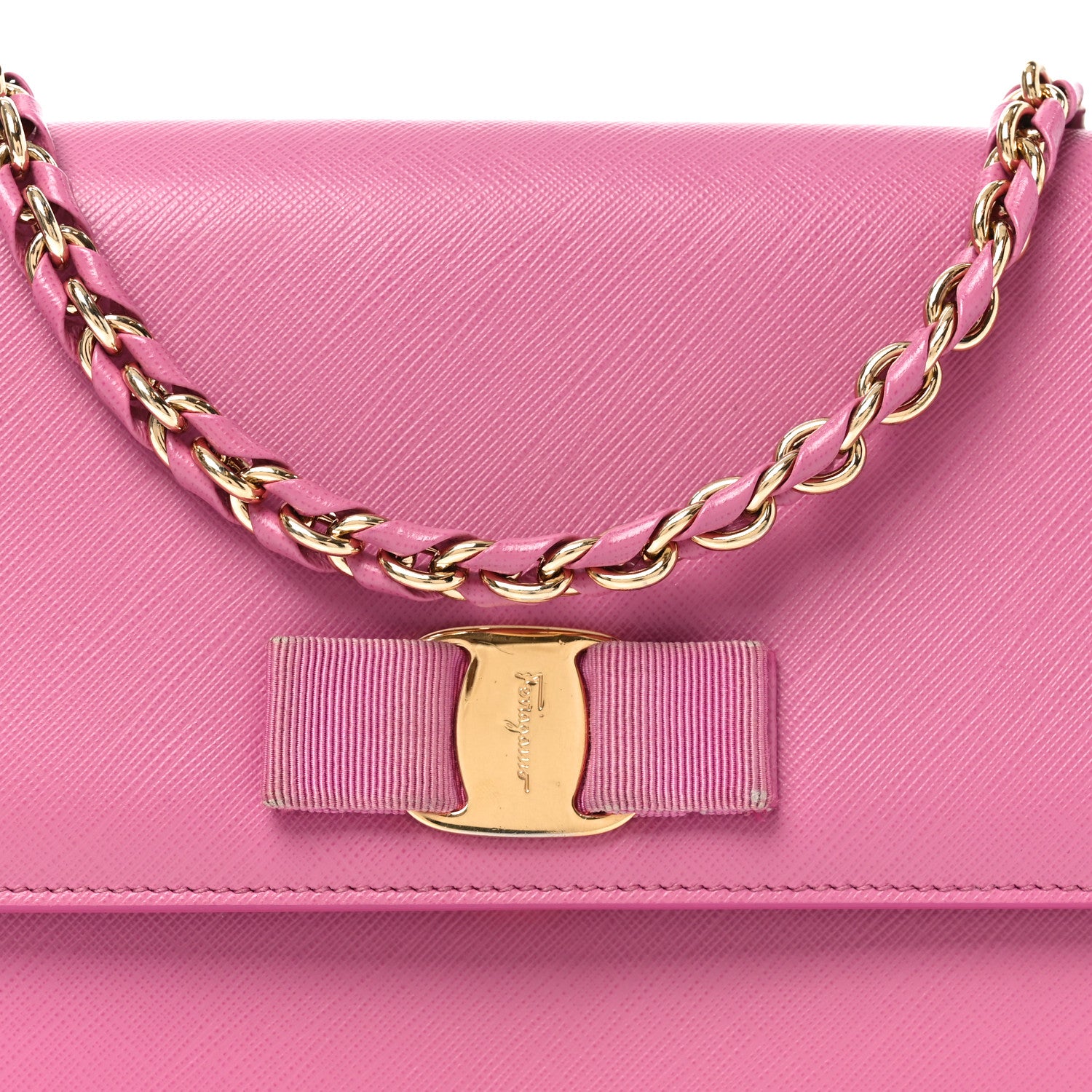 Salvatore Ferragamo Printed Calfskin Vara Bow Chain Flap Crossbody