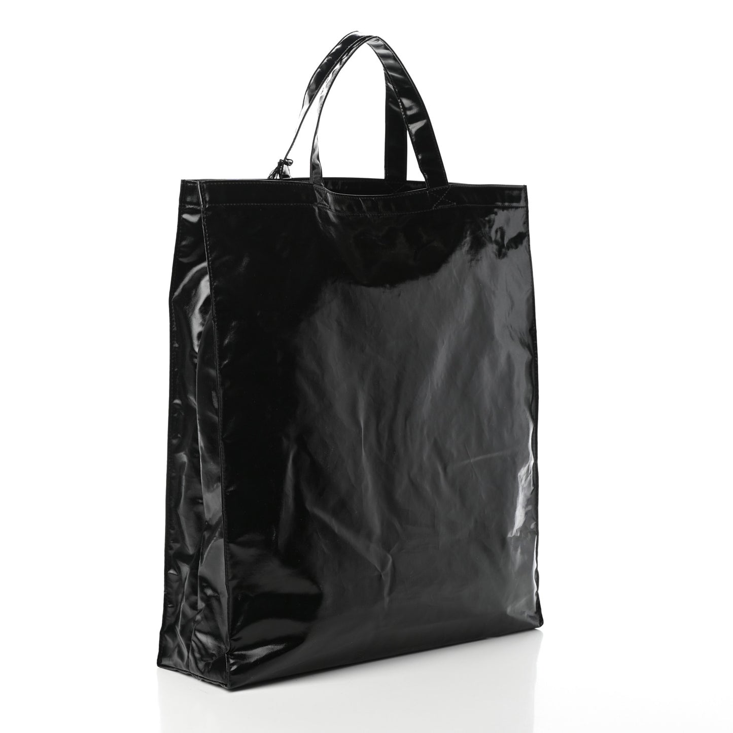 Patent Canvas Frame Logo Vertical Tote Black Crop