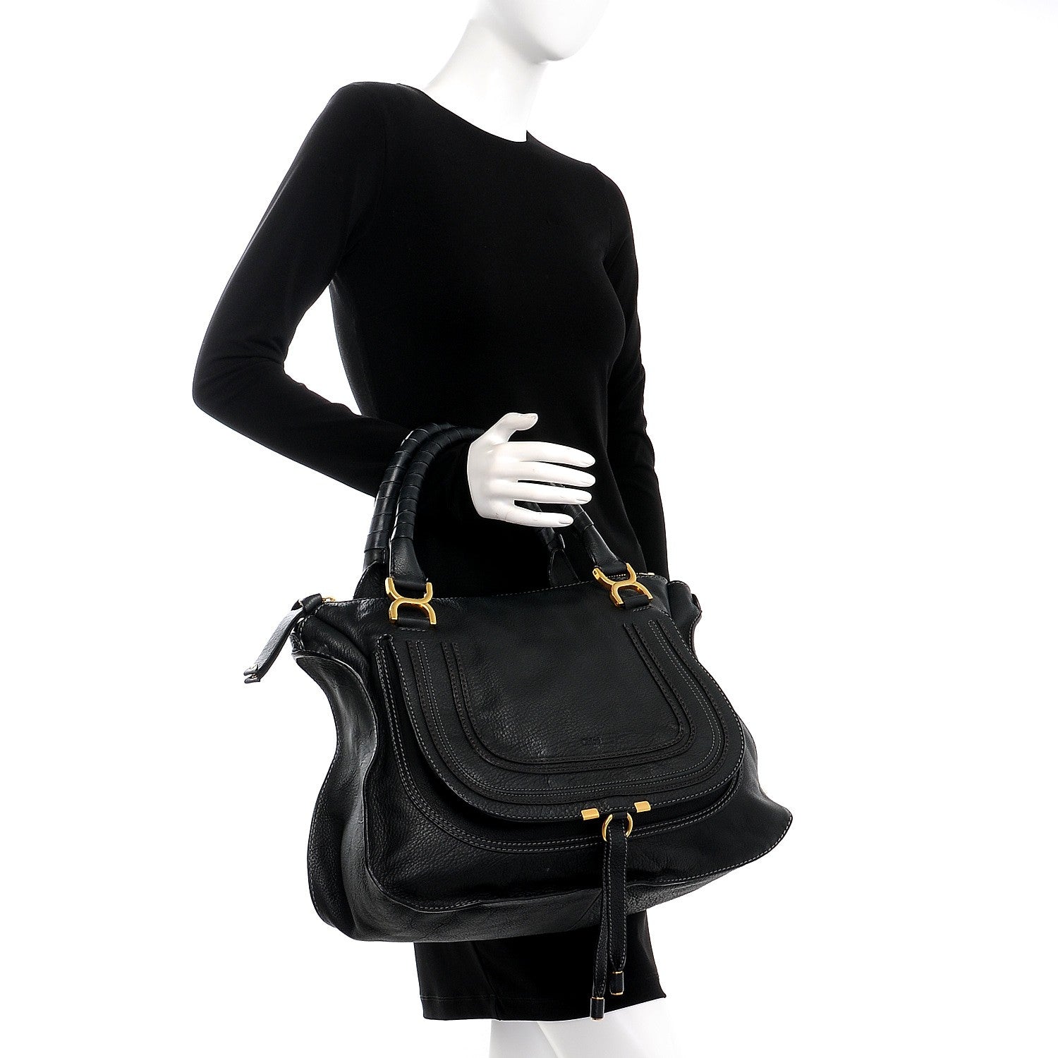 Chloe Calfskin Large Marcie Satchel Black 2 of 13