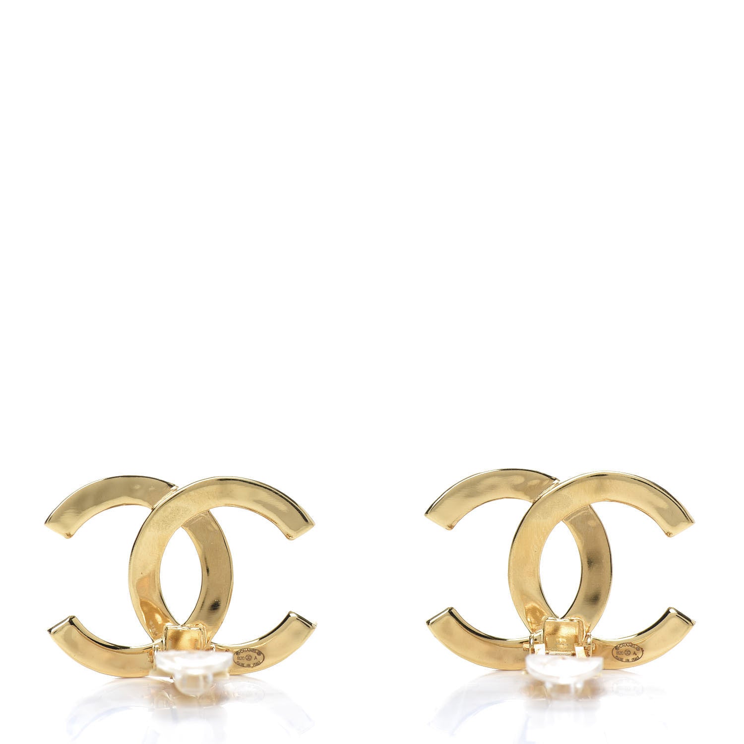 Chanel Metal CC Paris Button Clip On Earrings Gold 3 of 4