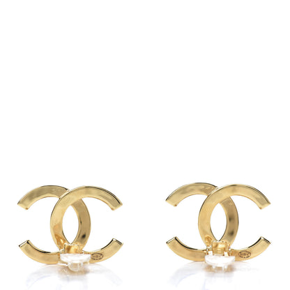 Chanel Metal CC Paris Button Clip On Earrings Gold 3 of 4