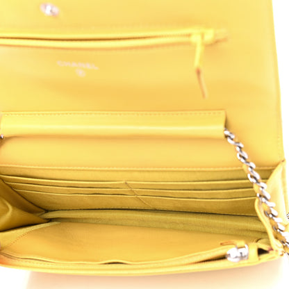 Chanel Lambskin Quilted Wallet on Chain WOC Yellow 5 of 10
