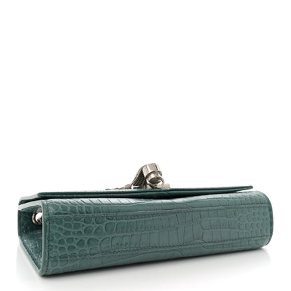 Saint Laurent Calfskin Crocodile Embossed Small Classic Monogram Kate Tassel Satchel Water Green 4 of 12